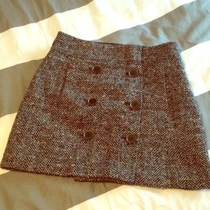 LOFT Herringbone Wool button up skirt